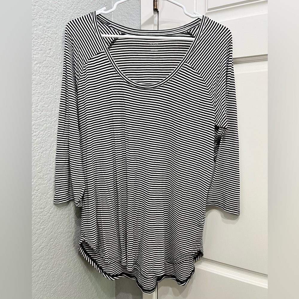 a.n.a striped 3/4 sleeve top